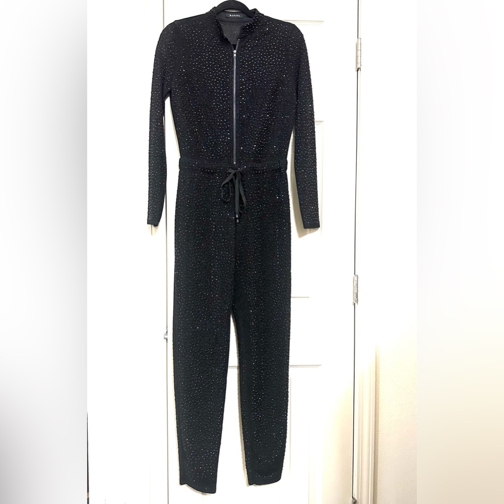 ❗️ Banjul Black long sleeve & pant jumpsuit covered in black rhinestones size L
